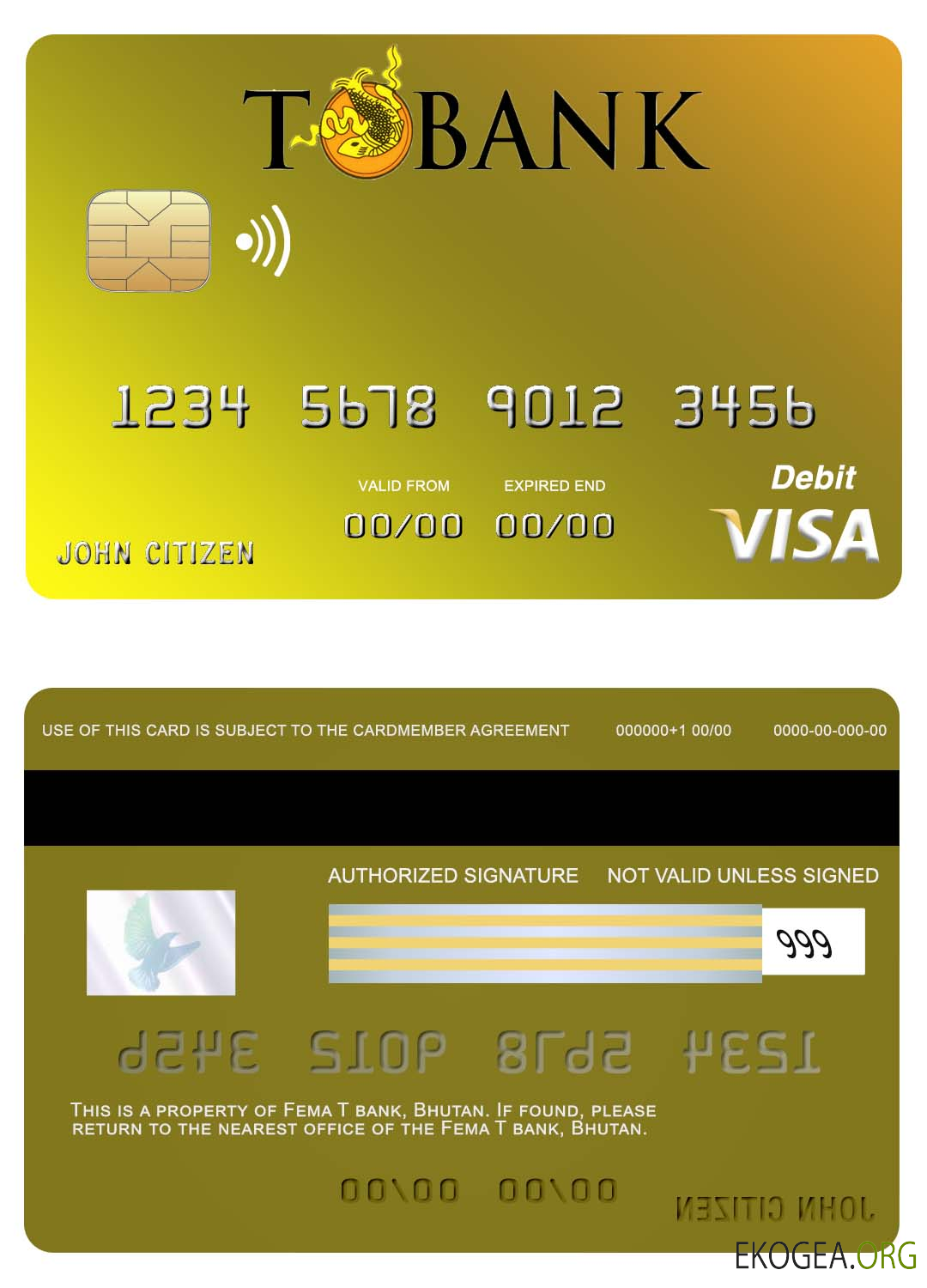 Carte visa bancaire T du Bhoutan